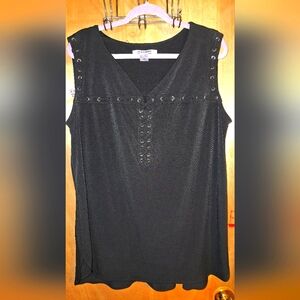 Black Lace-Up Tank Top